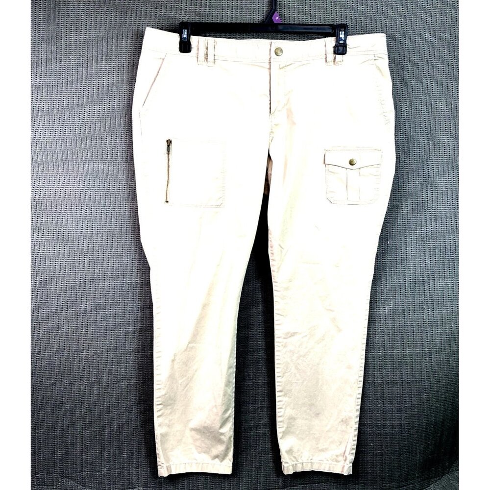 Old Navy Womens size 18 Beige  Mid-Rise Cargo Pants Cotton/Spandex Blend